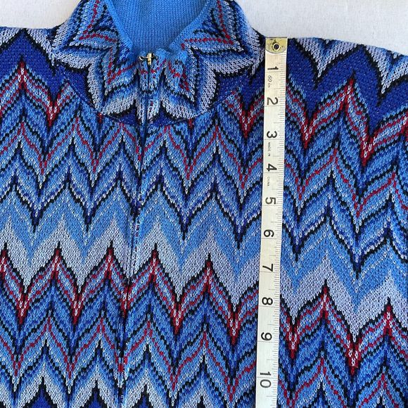 Vintage SAN REMO  Laure Knits Sweater Cardigan Front Zip Women Large Heavy Knit - Picture 6 of 11